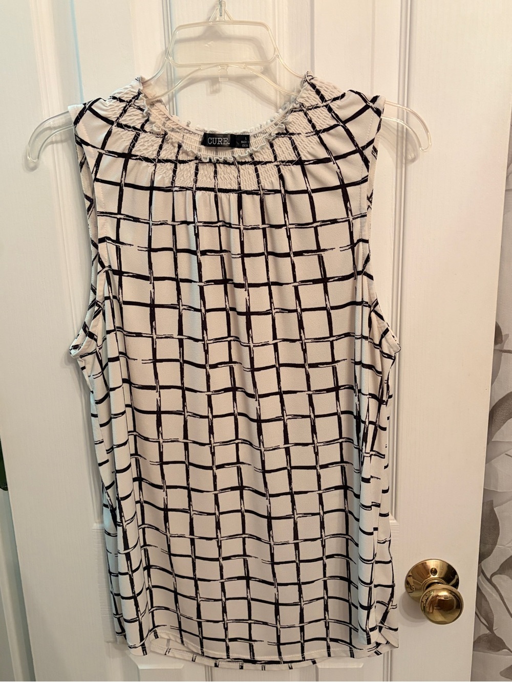 CURE. White Grid Tank Top Blouse